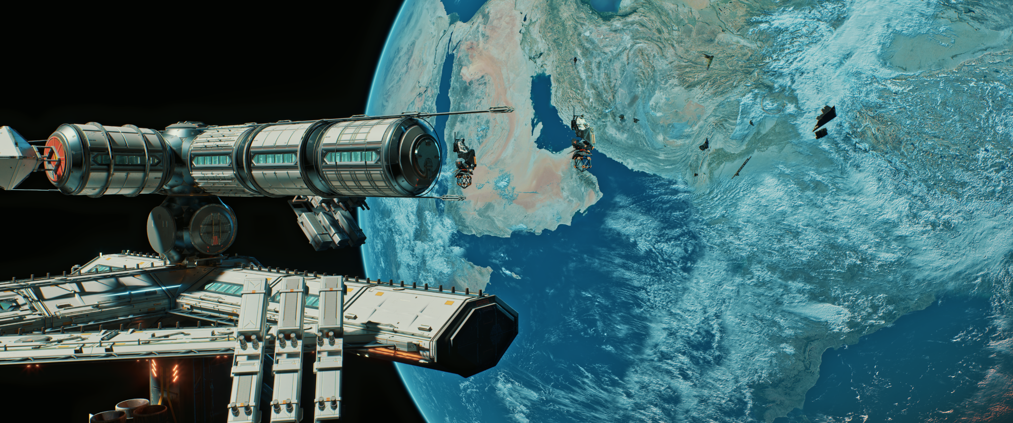 Orbital Station Over Earth